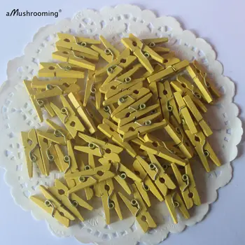 

(500 Pieces/Lot) Yellow Wooden Mini Clothespins DIY Wedding, Scrapbook Embellishment, Gift Wrap, Baby Shower, Gift Tag