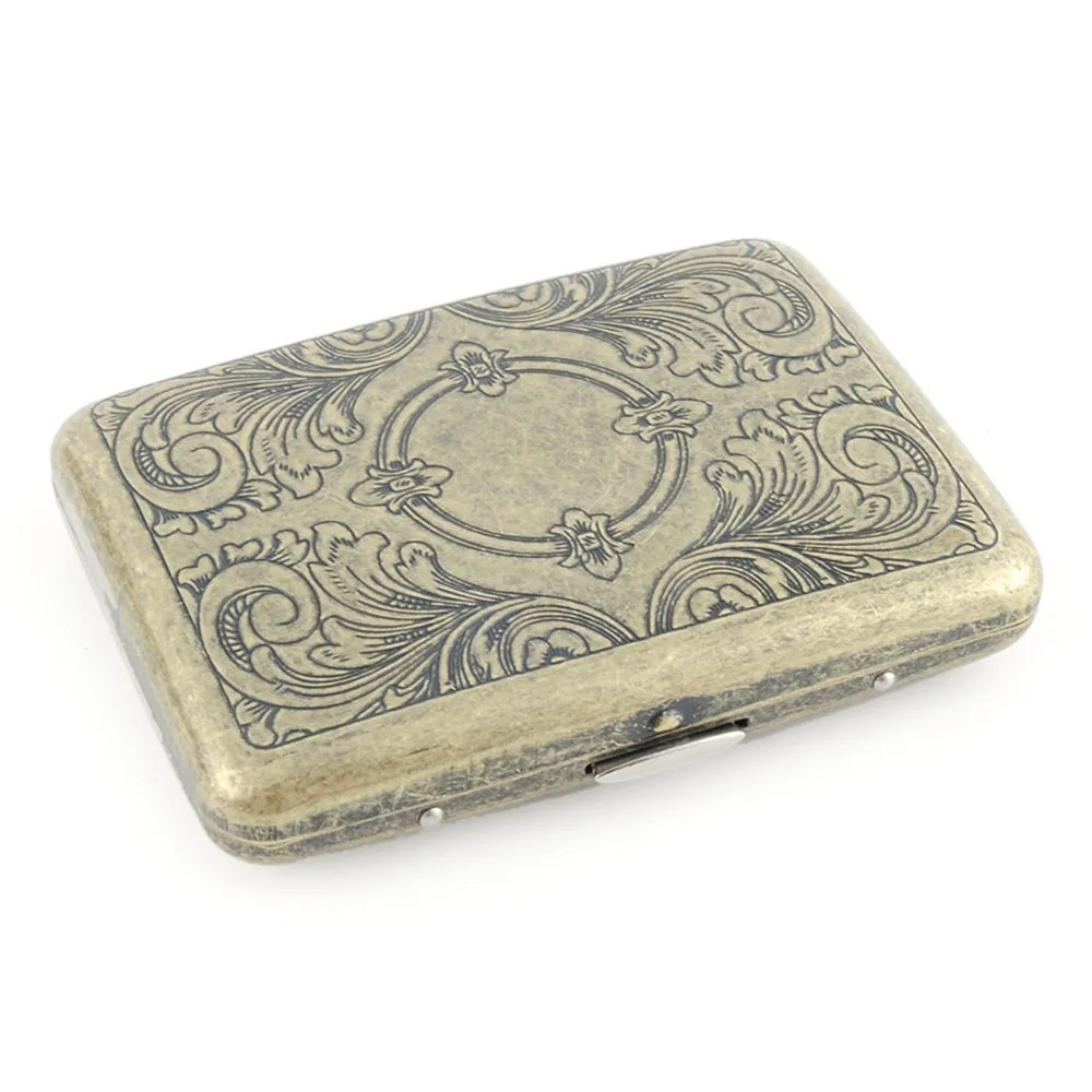 

2018 Bronze Vintage Metal Cigarette Case Holder Pattern 16 PCS Tube Cigar Retro Metal Cigarette Pocket Box