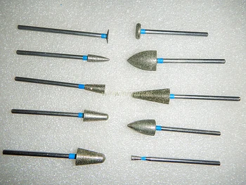 

10 x Dental Lab Assorted Diamond Burs Millers Tooth Drill Jewelers 2.35mm NEW