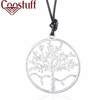 

Life of Tree Women Jewelry Long Necklace for Women Chokers Black Rope Chain Fashion Silver Color necklace&pendants 2020 Alloy