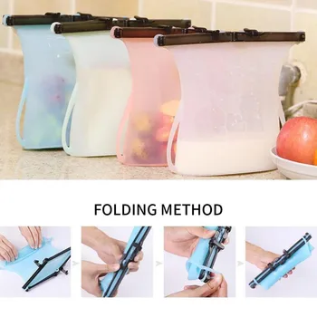 

1000ml Reusable Silicone Food Preservation Bag Airtight Seal Zip Leakproof Storage Container Versatile Kitchen Cooking Utensil