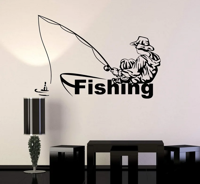 

Home Decor Vinyl Sticker Animal Fishing Squid Hobby Fisherman Decal Interior Wallpaper 2KN15