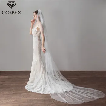 

CC Wedding Jewelry Long Veil Hair Bride Luxury Engagement Accessories For Women Church Party Double Design Headdress DIY V615