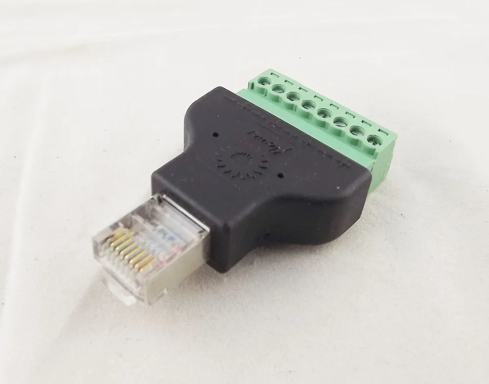 1pcs RJ45 Male Plug To AV Screw Terminal 8 Pin Block CCTV