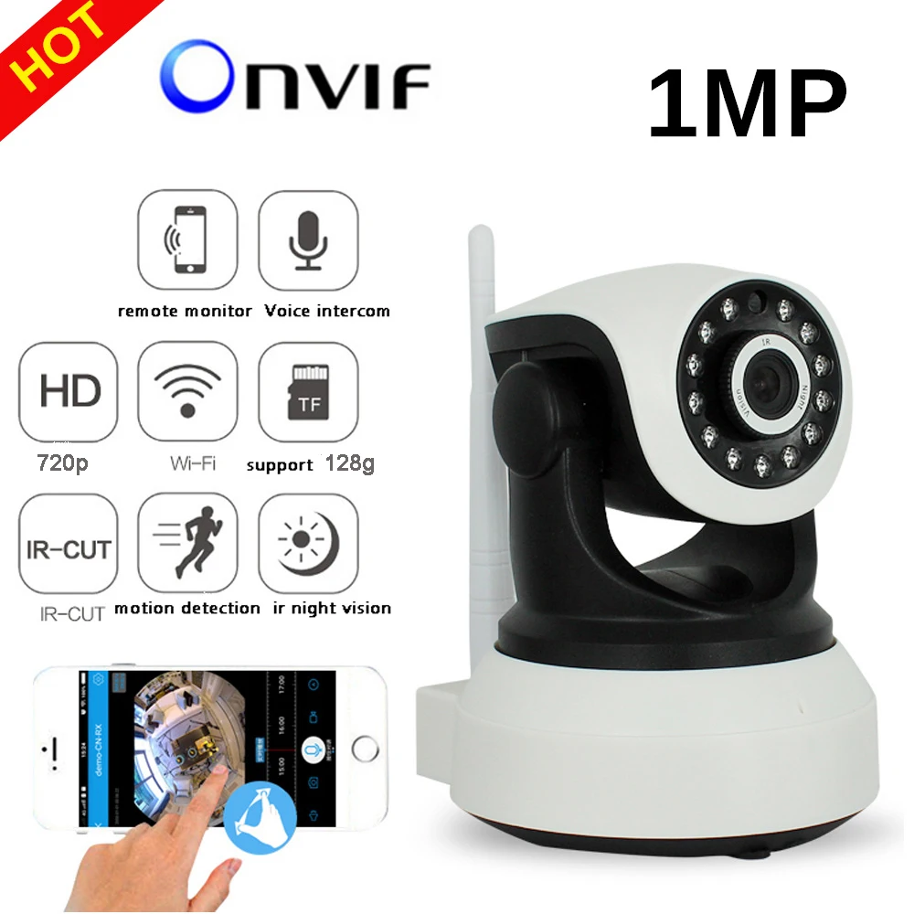 

1/4 CMOS Wireless Wifi Camera 720p 1mp IR CUT Support Onvif 2 way voice Baby Monitor IP Security Surveillance System