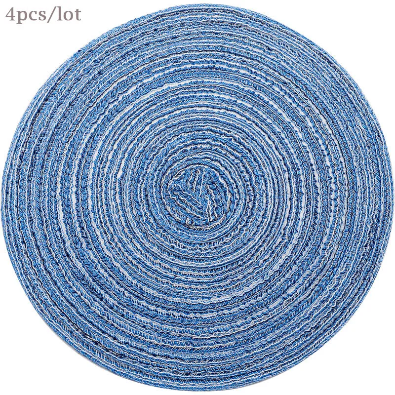 4 قطعة/الوحدة تحديد الموقع ل طاولة طعام حصيرة جولة القطن الكتان كوستر الرعوية عاء سادة الحياكة عاء الحصير الجدول اكسسوارات