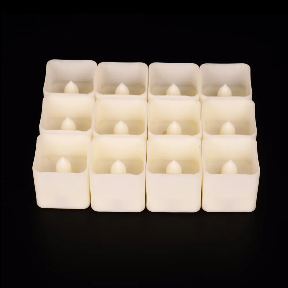 Мерцание Tealights 12 шт. с площадь чашки Форма, Электрический реалистичные беспламенного свечи, янтарный или теплый белый Батарея свечи