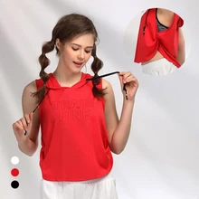 Новинка, Быстросохнущий Топ для йоги с капюшоном, Свободный дышащий жилет для бега, футболка без рукавов, Спортивная безрукавка, жилет, одежда для фитнеса