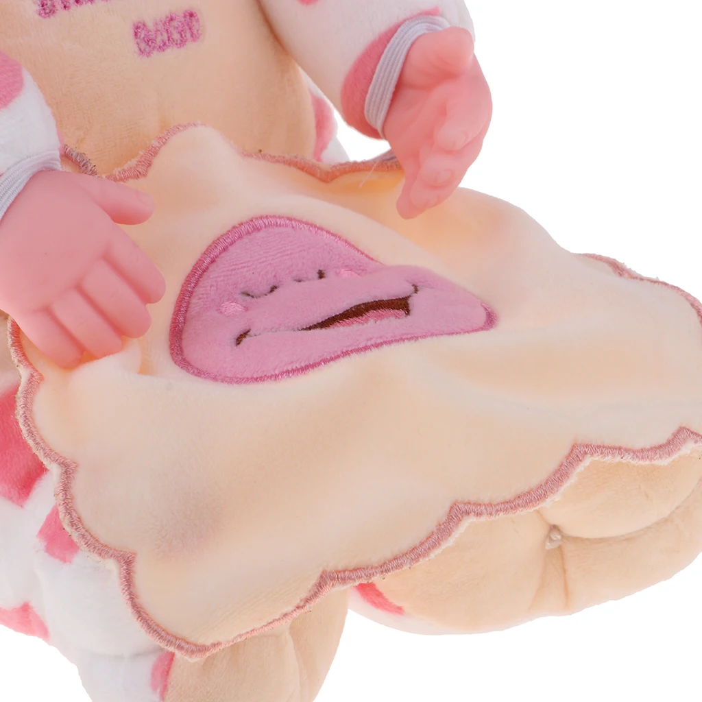 Infant Sleeping Appease Toys - Real Touch Soft Reborn Kits Newborn Baby Doll - Stuffed Animal Toys - Plush Baby Cow Doll Pink