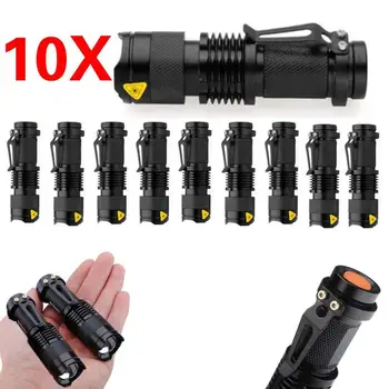 

10pcs Mini Q5 LED Flashlight 14500 AA Torch 1200LM Zoomable Lamp Light