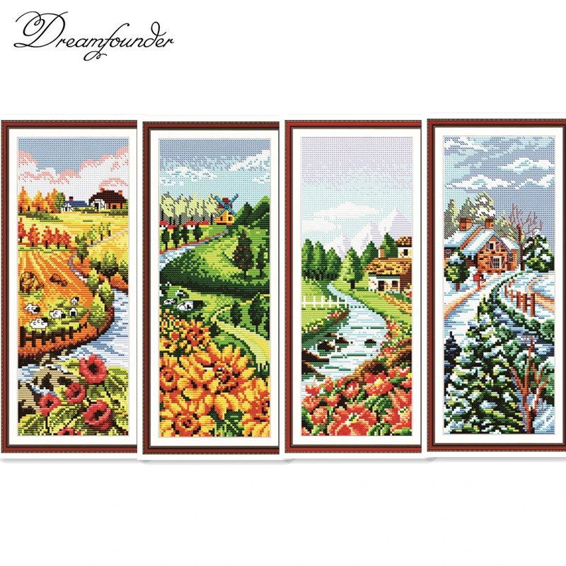 

Spring cross stitch kit aida 14ct 11ct count printed canvas stitches embroidery DIY handmade needlework