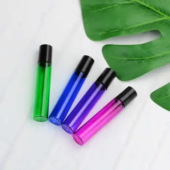 

540* 3ml Cosmetic Perfume essential oil 5ml 10ml red green blue purple glass roll on bottle with plastic black lid for makeup