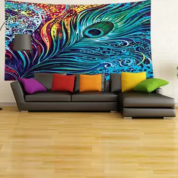 

Feather Tapestry Wall Hanging Creative Home Decor Beach Towel Yoga Mat Bed Spread Table Cloth Camping Tent Printed Wall Tapestry