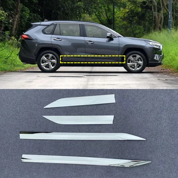 

For Toyota RAV4 XA50 2019 ABS chrome Side Door styling Molding Body Cover Trim Stickers Strip car accessories 4 pcs