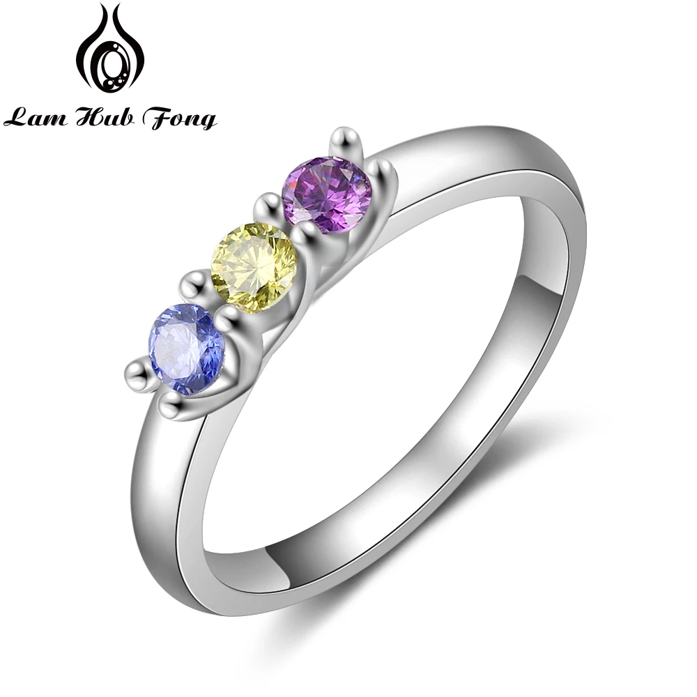 Изготовленное на заказ материнское кольцо с гравировкой персонализированное 3 кольцо из камня 925 пробы ювелирные изделия семейный подарок для женщин(Lam Hub Fong