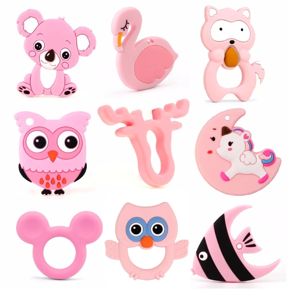 Silicone Teething Toys TYRY.HU 1pc BPA Free Silicone Teethers Food Grade Silicone Beads DIY Teething Necklace Baby Shower Gifts Cartoon Animals Teether teething toys silicone teething toys baby teething toys silicone teether silicone teething beads