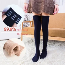 Женская спортивная одежда, толстые чулки выше колена, плотные длинные носки, силиконовые Нескользящие чулки, сохраняющие тепло, костюм для молодых женщин
