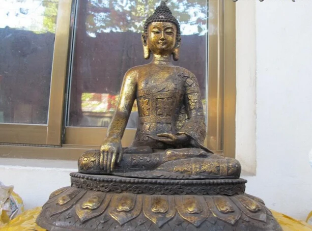 

004617 Tibet Folk Fane old Bronze gild Sakyamuni Meditation Buddha statue