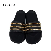 COOLSA/мужские блестящие шлепанцы с металлической цепочкой; блестящие Вьетнамки с цепочкой для влюбленных; Домашние Нескользящие износостойкие Шлепанцы из ЭВА; Лидер продаж