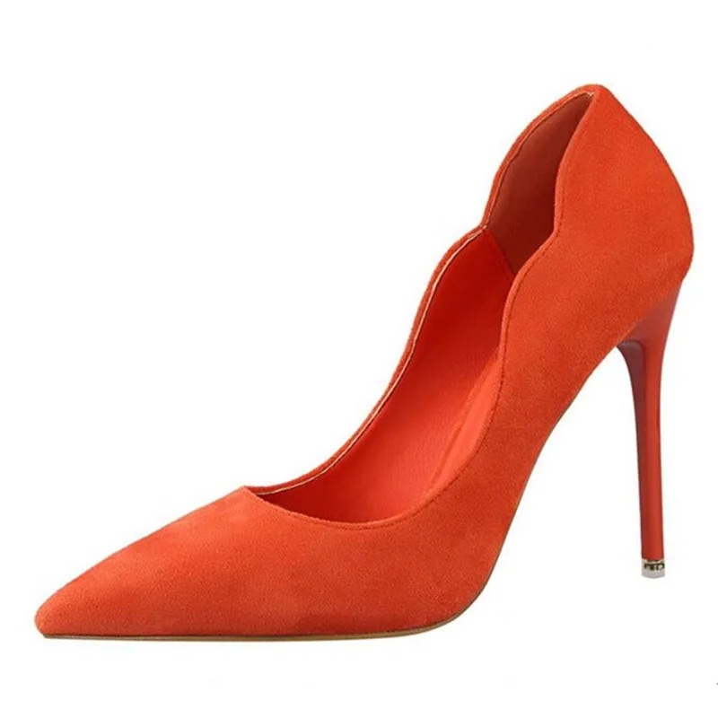 

QPFJQD Elegant Extreme High Heels Pumps Shallow Pointed Toe Party Shoes Suede Leather OL Single Shoes Female Dress Stilettos