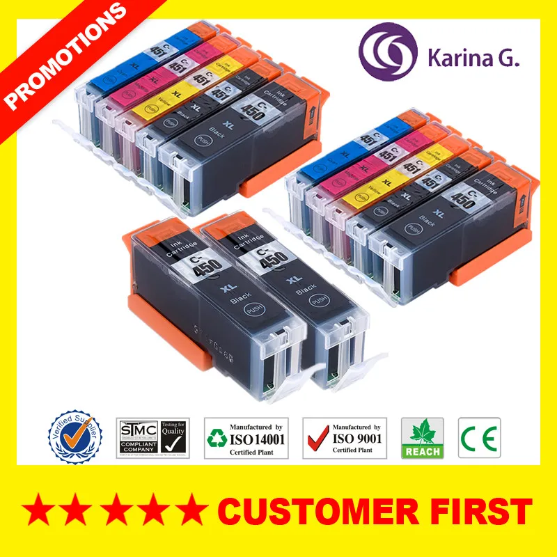 Совместимость с Canon PGI-450 CLI-451/PGI 450 CLI 451/PGI450 для CANON PIXMA MG5440/MG5540/MG5640/MG6340/MG6440/MG6640 и т. Д - Цвет: 2Sets Plus 2Big BK