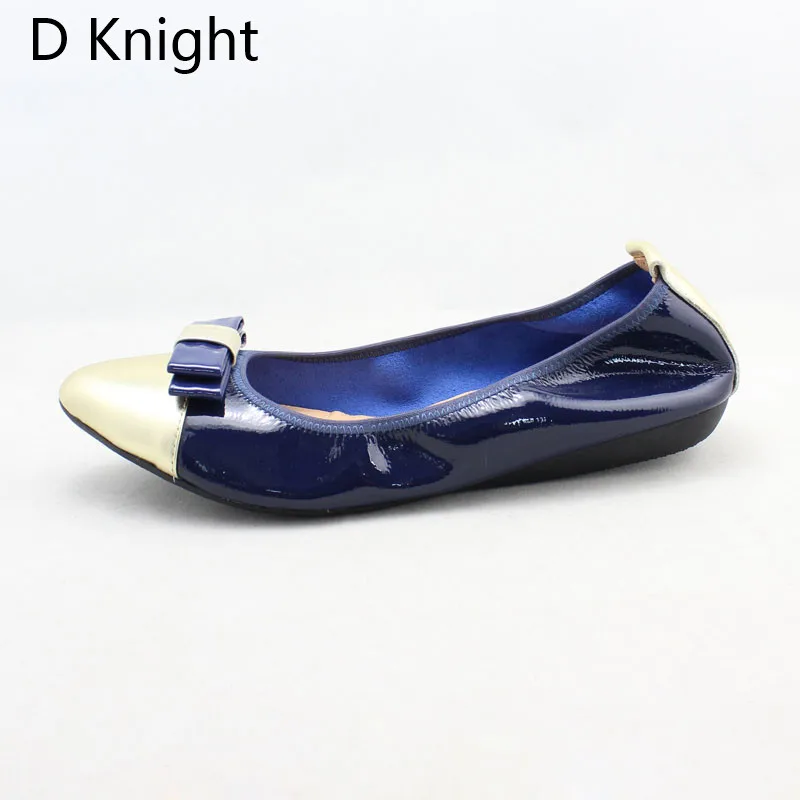 2018 Spring Autumn Shoes Woman Patent Cow Leather Flats Women Slip On Bowtie Women's Loafers Female Moccasins Shoe Large Size 43 (11)
