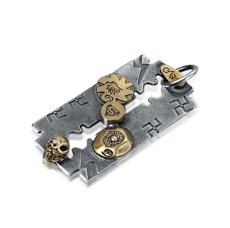 

925 sterling silver jewelry men's razor skull pendant (FGL)
