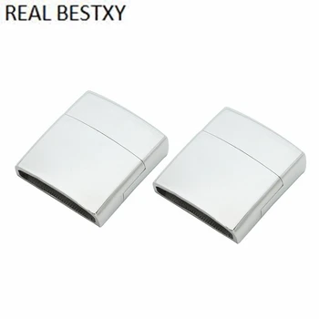 

20pcs/lot hole size 18.5*4mm Custom logo Strong Magnet Clasp Flat Magnetic Clasps Connector Flat Leather Cord Jewelry Make clasp