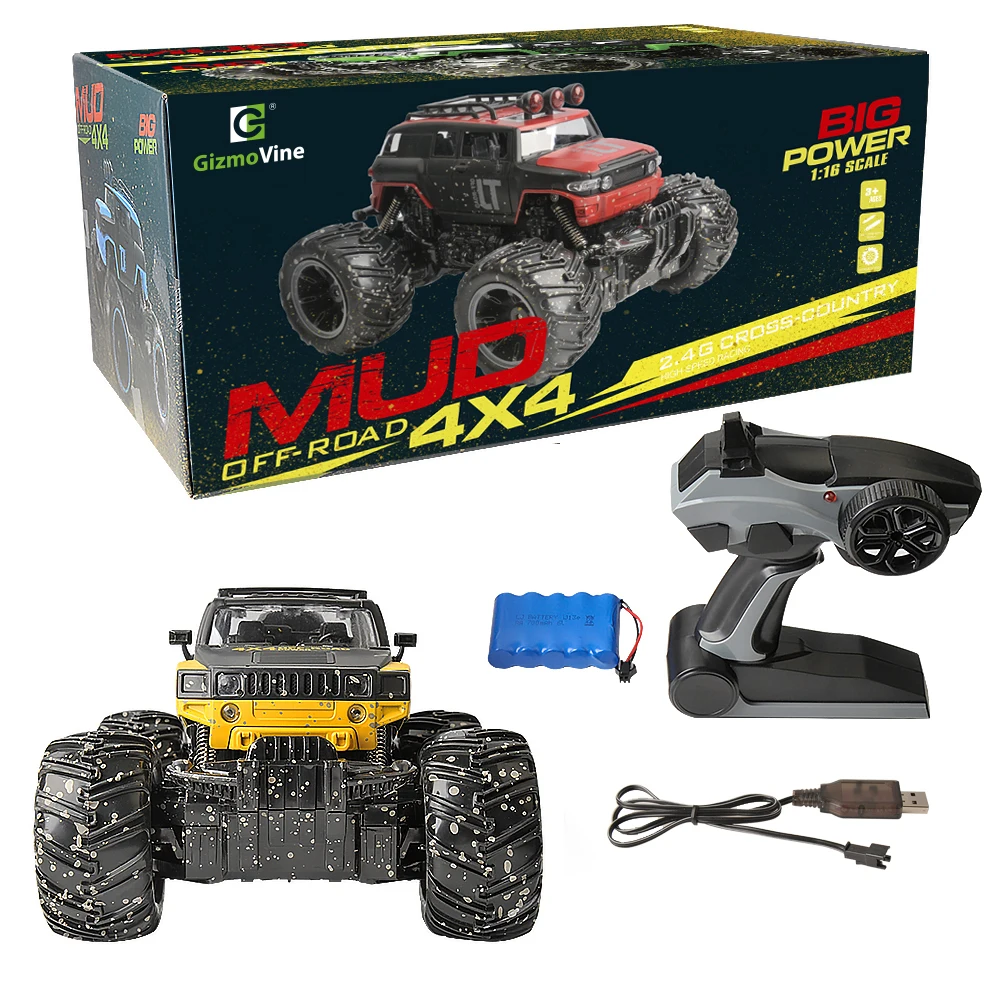 GizmoVine RC автомобилей 2,4 ГГц 1/16 RC байк 2 колеса Рок Гусеничный ралли Bigfoot автомобилей Off- внедорожник дистанционного управления автомобилем