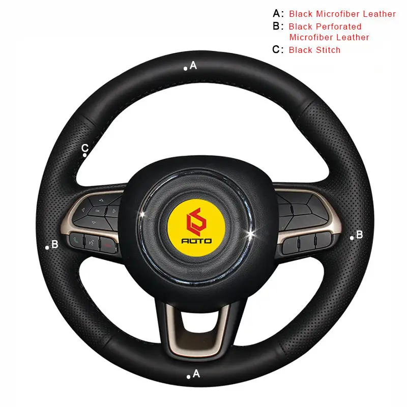 Microfiber Leather Авто оплетка на руле Крышка для Jeep Compass Renegade ручная сшитая кожаная крышка рулевого колеса автомобиля - Название цвета: Microfiber Leather