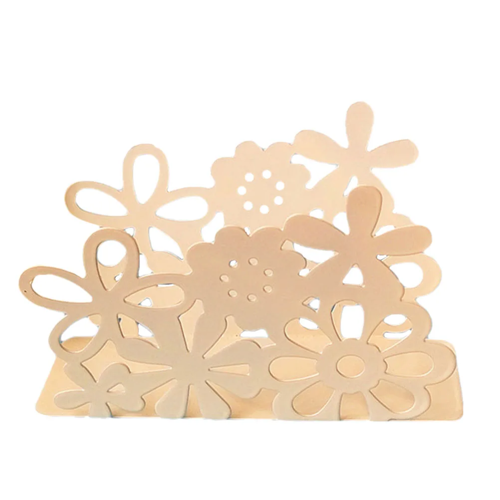 Napkin Holder Stainless Steel Creative Hollow-out Floral Decorative Shelf Towel Rack Storage Organizer for Home Kitchen Office