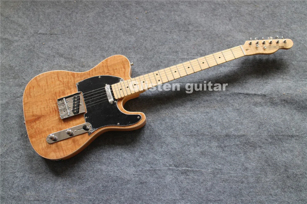 

Top quality custom shop natureelectric guitar with maple top and back, cheap factory guitar