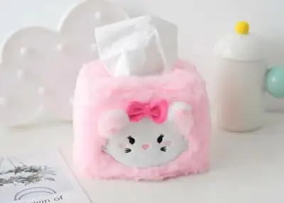 

Candice guo! Cute plush toy cartoon Marie cat Dumbo elephant chipmunk square soft tissue box cover birthday Christmas gift 1pc