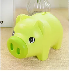 Мультфильм свинья-копилка для монет деньги Пластик еще экономии игрушка Сейф для наличности коробка прозрачная свинья-копилка для детей подарок для влюбленных - Цвет: Зеленый