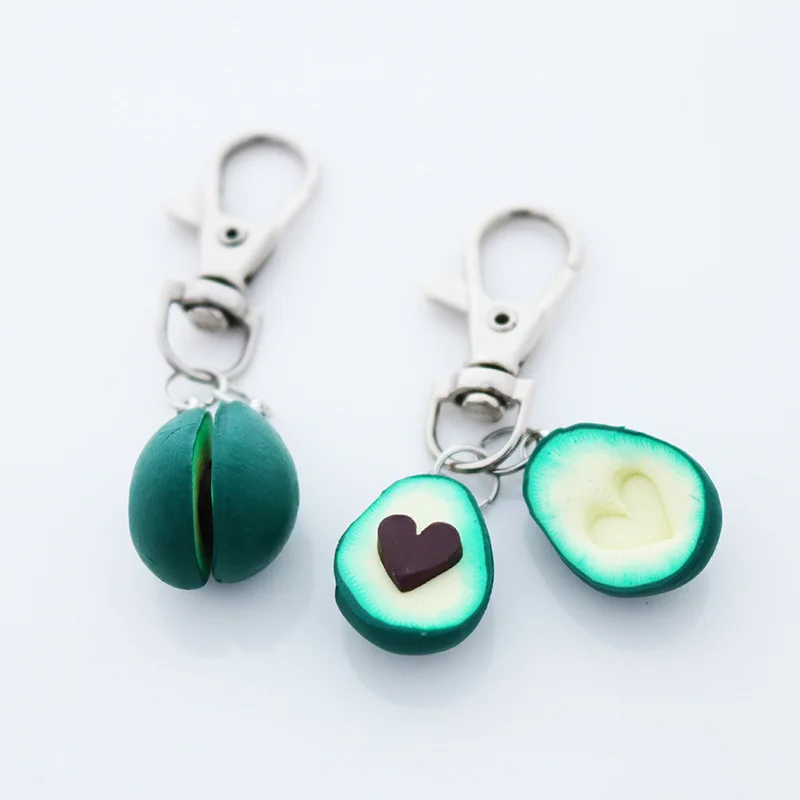 

2019 New Simulation Fruit Avocado Heart-shaped Water Drop Keychain Fashion Jewelry Gift For Women