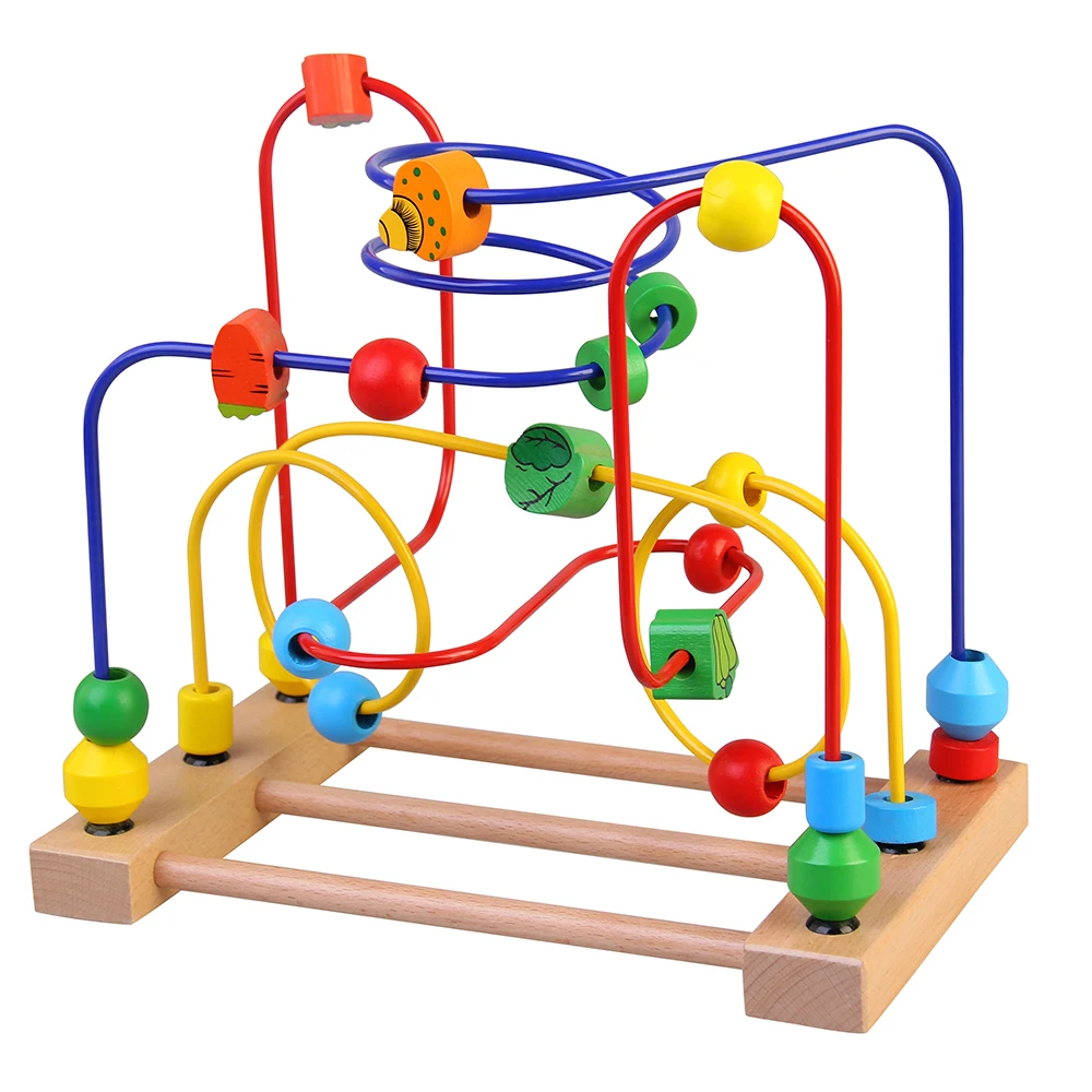 Детские развивающие круглые бусины математические игрушки Интеллект цвет когнитивные деревянные вокруг шнур для бус лабиринт