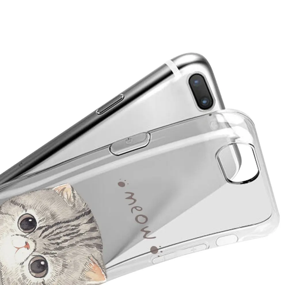 

Color Printing Cell Phone Case TPU Mobile Phone Cover Soft Shell With Simple Lovely Cat Pattern For iPhone 7/8 Plus