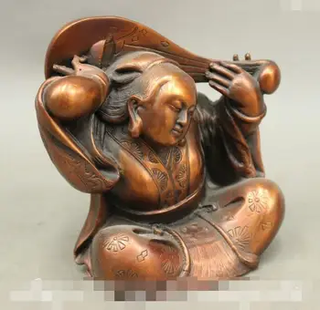 

S02907 Chinese Pure Bronze Buddhism Saraswati Fairy Of Wonderful Sound Buddha Statue