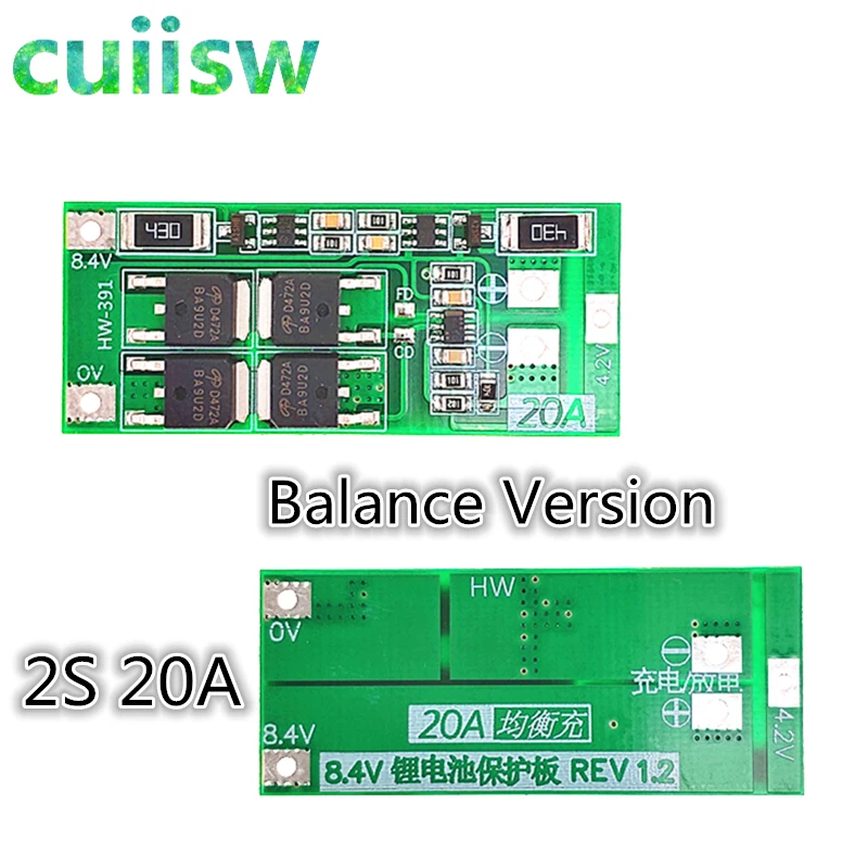 2S 20A 7,4 V 8,4 V 18650 Защитная плата литиевой батареи/стандарт BMS платы/баланс