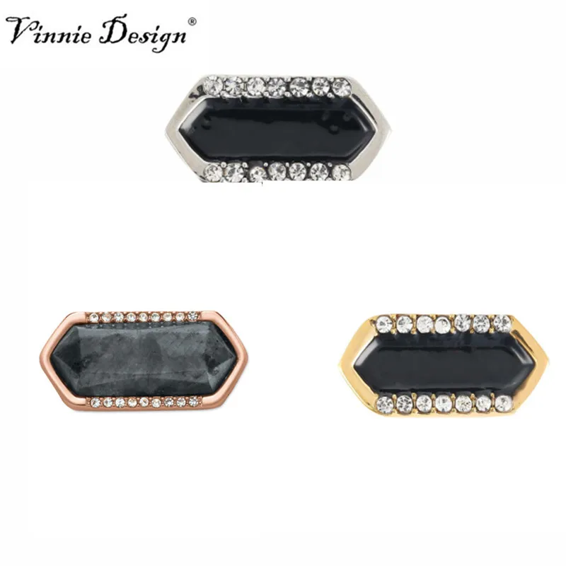 Vinnie Design Jewelry Stone Geo Bar Slide Charms fit on Keeper Bracelet