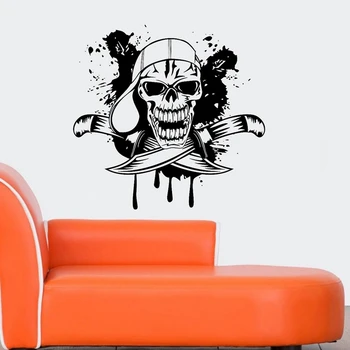 

Hat Dagger Skull Sticker Punk Death Decal Devil Name Car Art Wall Decals Parede Decor Mural Rock Sticker Decal
