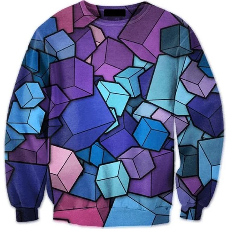 

Cloudstyle New Arrival 3D Sweatshirts Color Cube 3D Full Print Streetwear Simple Fashion Pullover Jumpers Tops Plus Size 5XL