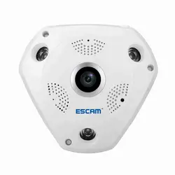 ESCAM QP180 960 P панорамная WiFi ip-камера 1.3MP HD рыбий глаз домашняя камера безопасности с двухсторонним аудио, ИК ночного видения