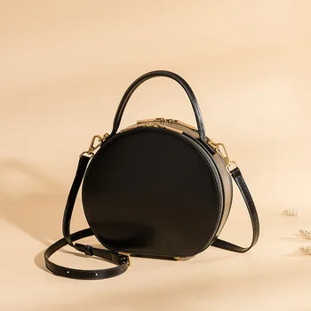 

Caker Brand 2020 Women Genuine Leather Handbag Fashion Elegant Ladies Shoulder Bags Red Black Green Khaki Chain Circle Handbags
