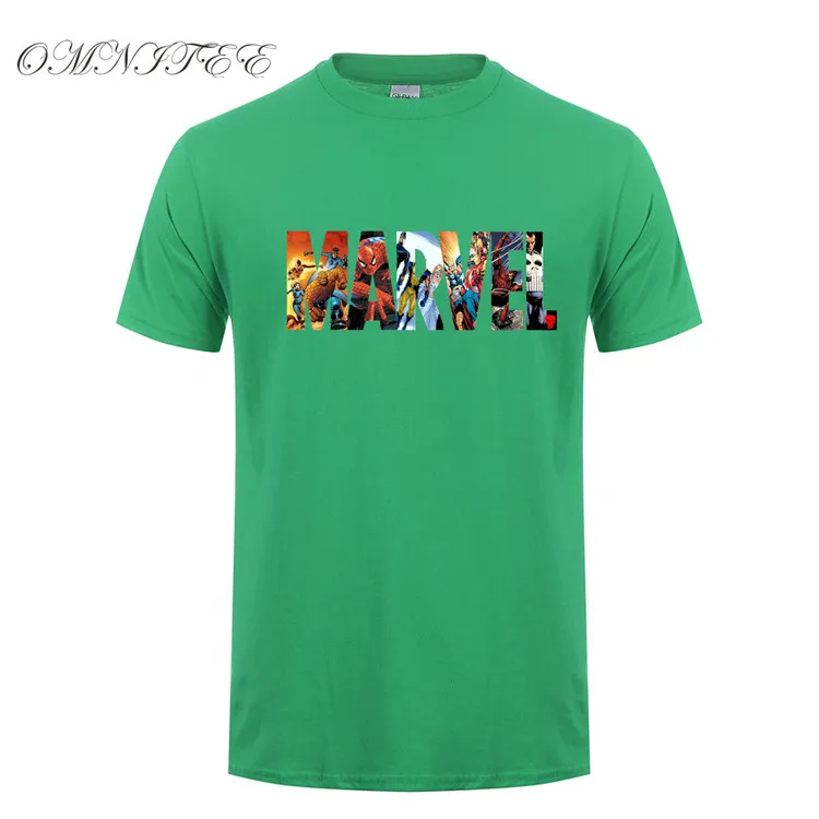 Новая модная футболка Marvel с коротким рукавом, мужской принт супергероев, футболка с круглым вырезом, комическая футболка с надпись Marvel, топы, Мужская одежда, футболка - Цвет: As picture