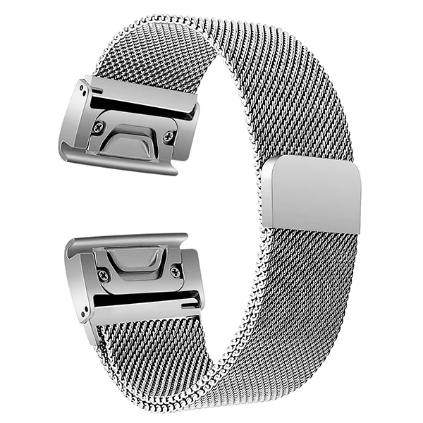 Silver Быстро легко подходит ремешок для наручных часов Garmin Fenix 3/5X/5S/5/Forerunner 935/подход S60 Миланский Нержавеющая сталь ремешок для наручных часов хлястик на магните - Цвет ремешка: Silver