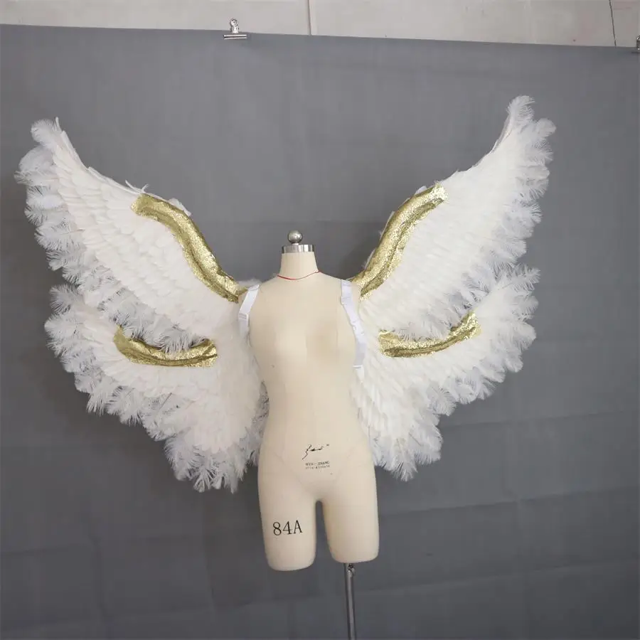 White large adult feather angel wings performance halloween wings Victoria's secret Christmas show dancing wings cosplay wings
