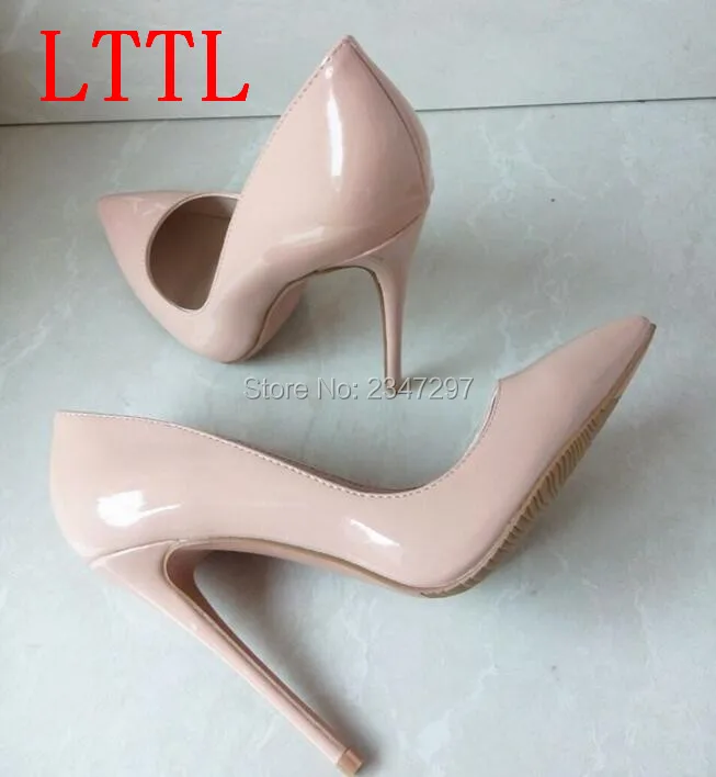 

LTTL Top quality women patent leather pumps slip-on shoes pointed toe high heels wedding shoes for women nude black and red