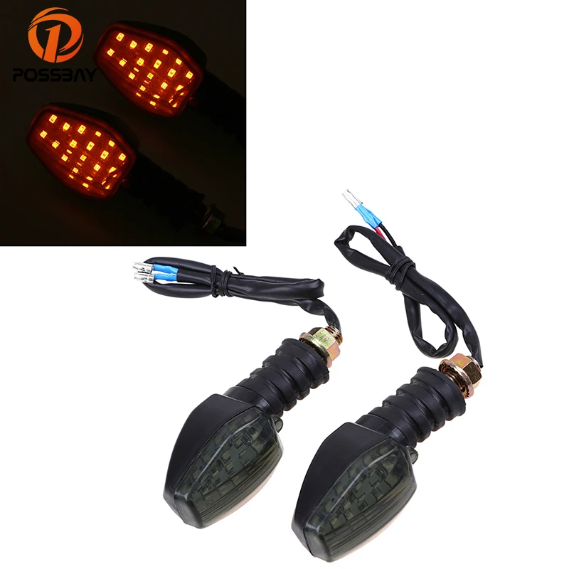 

POSSBAY 10mm Motorcycle LED Turn Signals Indicator Light Motocross Flasher Amber Light for Kawasaki Harley Bobber 883 Suzuki KTM