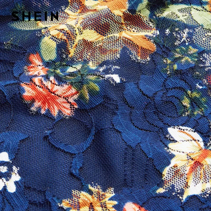 SHEIN Цветочное Кружевное Платье С Оригинальным Рукавом Женское Весеннее